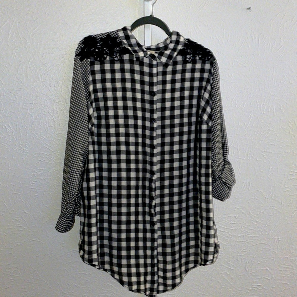 Style & Co 2X Black and White Plaid with Embellishments